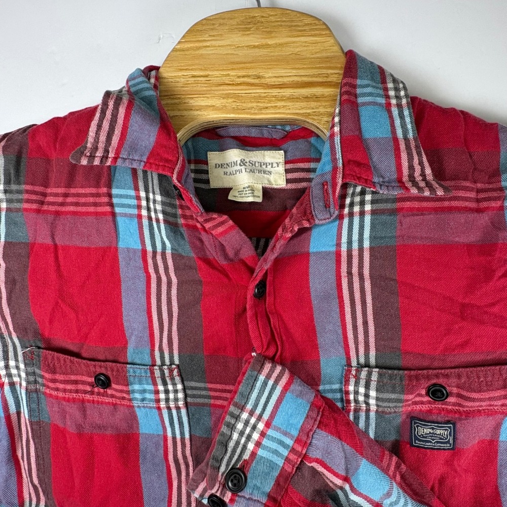 Denim & Supply Ralph Lauren Men's Lightweight Plaid Flannel Long Sleeve Sz Med